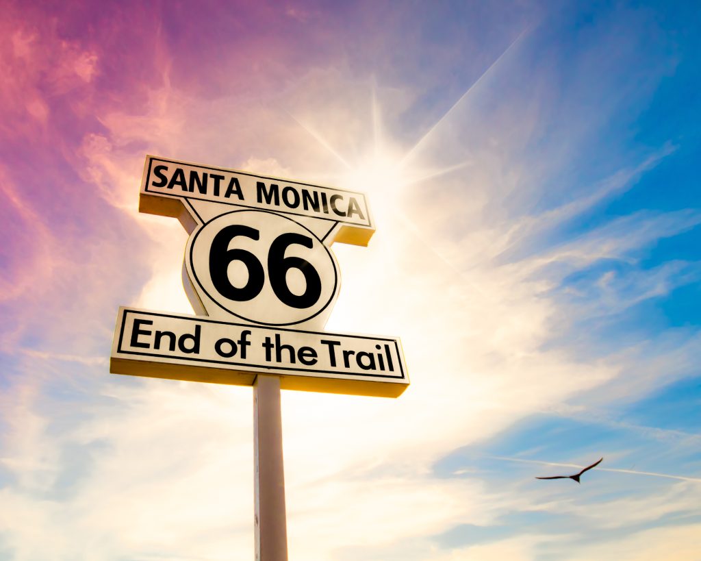 santa monica end of the trail sign